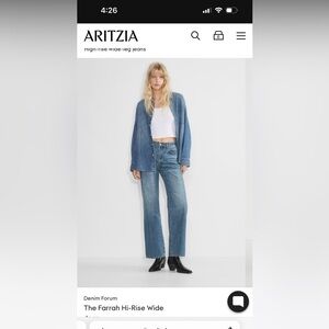 ARITZIA DENIM FORUM FARRAH HIGH RISE JEANS SIZE 27